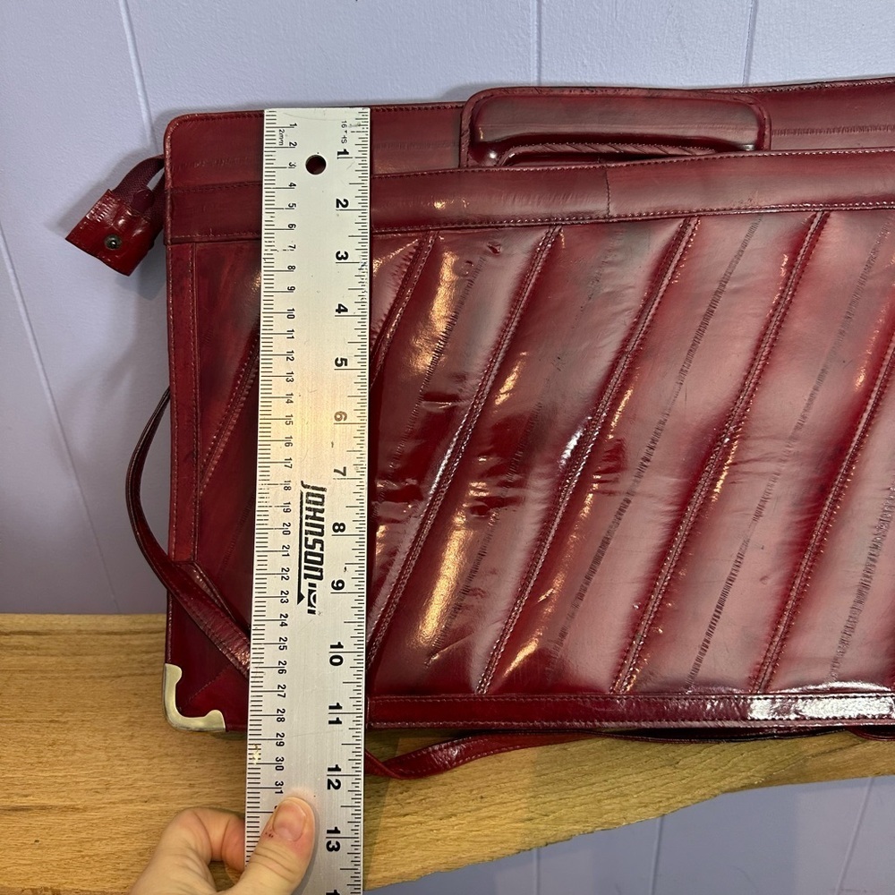 Elegant Burgundy EEL skin vintage Attaché SET - Picture 12 of 15